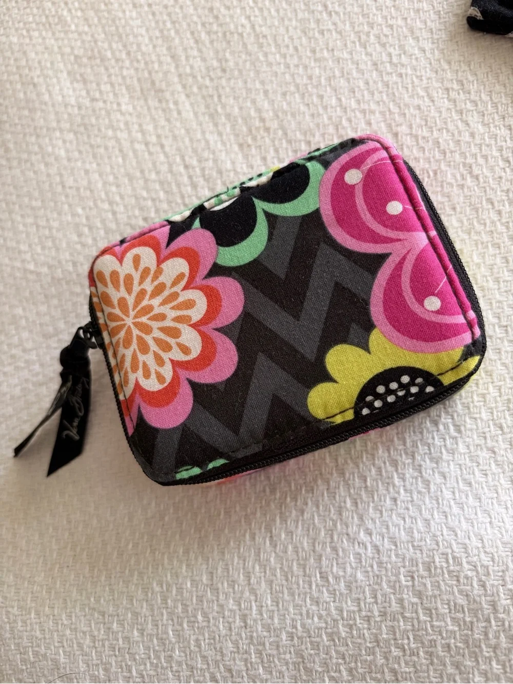 Vera Bradley Black Floral Zip Card Wallet/ pill container